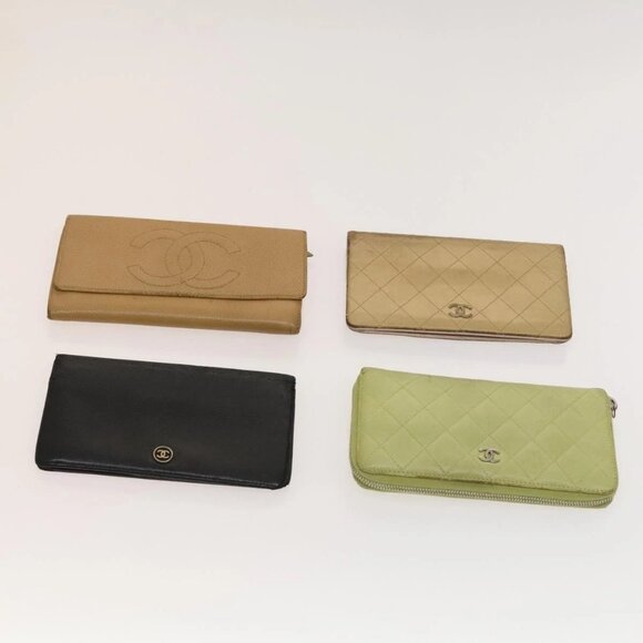 CHANEL Wallet Leather 8Set Black Red Green CC Auth CB051 - Picture 4 of 15